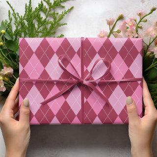 Girly Raspberry and Pink Large Argyle Pattern Kids