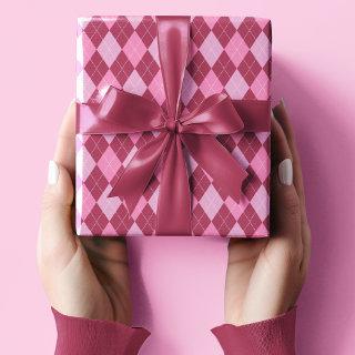Girly Raspberry and Pink Small Argyle Pattern