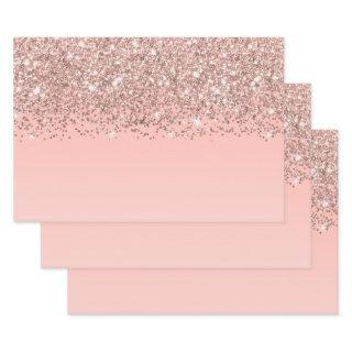 Girly Rose Gold Confetti Pink Gradient Ombre  Sheets