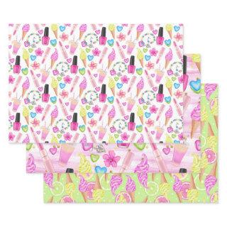 Girly Summertime Ice Cream Lipstick Pink Lime  Sheets