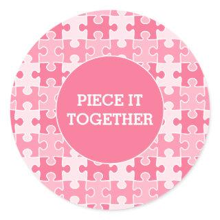 Girly Sweet Pink Piece It Together Puzzle  Classic Round Sticker