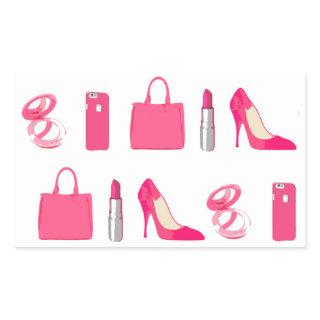Girly things design rectangular sticker