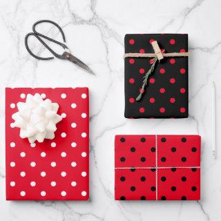 Girly White Black and Bright Red Polka Dot Mix  Sheets