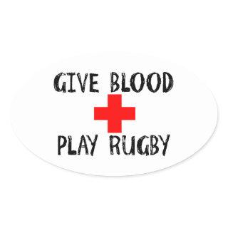Give Blood, Play Rugby Oval Sticker