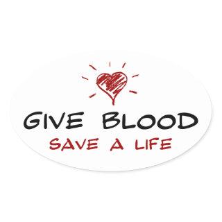 Give Blood Save A Life Oval Sticker