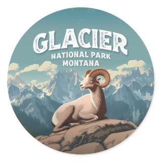 Glacier National Park Bighorn Sheep Classic Round Sticker