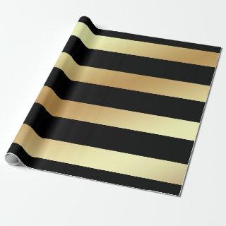 Glam Faux Gold and Black Stripes for Christmas