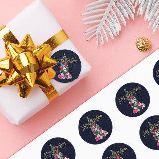 Glam Girly Shoes Purse Makeup Christmas Tree Classic Round Sticker