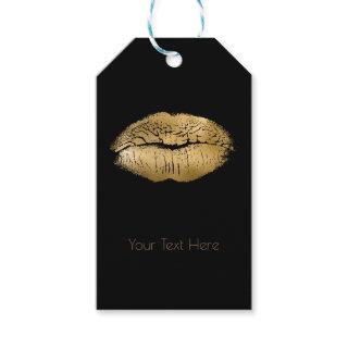 Glam Gold Lips Kiss Black Makeup Personalized Gift Tags