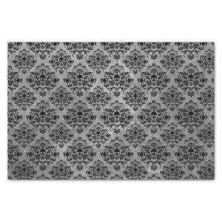 Glam Goth Mini Skull Damask Pattern Black Gray Tissue Paper