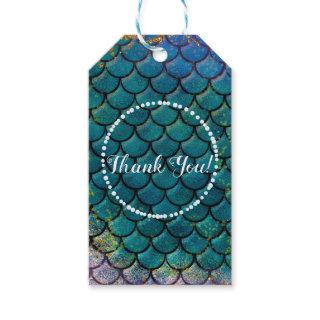 Glam Mermaid Fish Scales Teal Purple Gold Sparkle Gift Tags