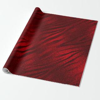 Glam Red On Red Foil Zebra Print