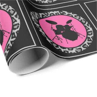 Glam Rock Drummer Leopard Drum Kit Musician Gift