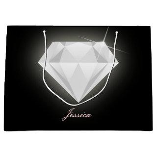 Glam Sparkle Solitaire Diamond Black  Large Gift Bag