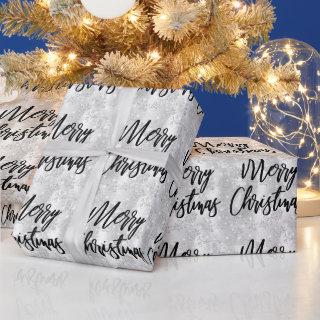 Glam White Floral Glitter Merry Christmas Script