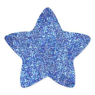 Glamorous Blank Blue Glitter Look Modern Template Star Sticker