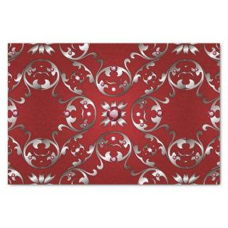 Glamorous Fancy White Gold Scarlet Red Baroque  Tissue Paper