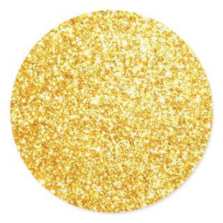 Glamorous Gold Glitter Blank Template Classic Classic Round Sticker