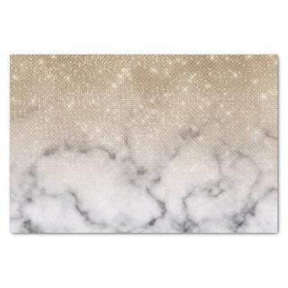 Glamorous Gold Glitter White Marble Ombre Tissue Paper
