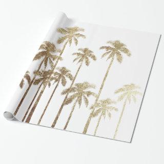Glamorous Gold Tropical Palm Trees on White