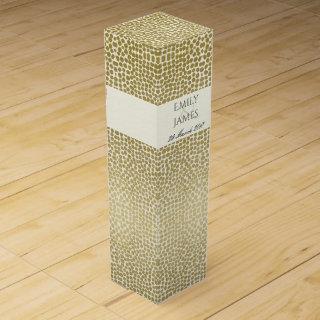 GLAMOROUS GOLD WHITE MOSAIC DOTS PERSONALISED WINE GIFT BOX