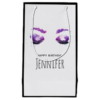 Glamorous Purple Eyes & Brows Watercolor Small Gift Bag