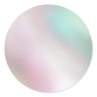 Glamorous Romantic iridescent  pearl holographic C Classic Round Sticker