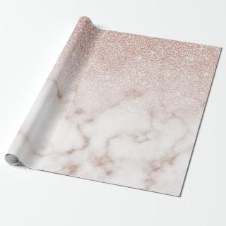 Glamorous Rose Gold White Glitter Marble Gradient