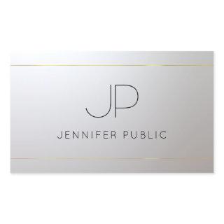 Glamour Gold Silver Monogram Template Personalized Rectangular Sticker