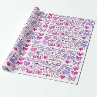 Glamour pink stickers in trendy emo goth 2000s-sty