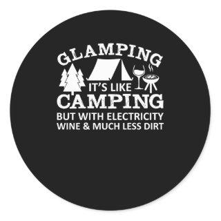 Glamping Like Camping Electricity Wine Classic Round Sticker