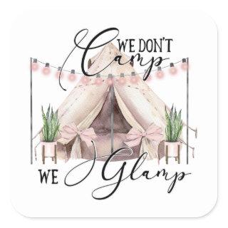 Glamping Party Square Sticker