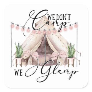 Glamping Party Square Sticker