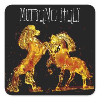 Glass Horses of Murano Italy Square Sticker