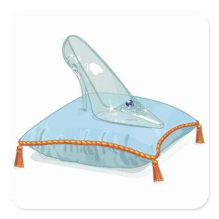 Glass Slipper On A Pillow Square Sticker