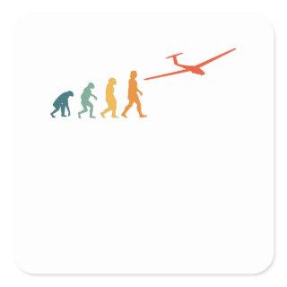 Glider Evolution Retro Pilot Square Sticker