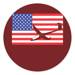 Gliding Airplanes USA American Flag Pilot Glider Classic Round Sticker