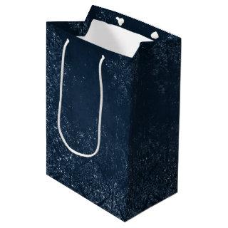Glimmery Navy Grunge | Dark Sapphire Blue Damask Medium Gift Bag