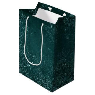 Glimmery Teal Grunge | Rich Dark Green Glam Damask Medium Gift Bag