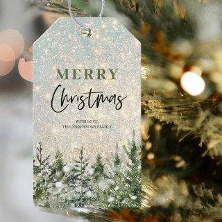 Glitter Christmas Green Tree | Merry Christmas  Gift Tags