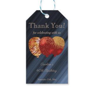 Glitter & Gold Red Party Balloons Thank You Gift Tags