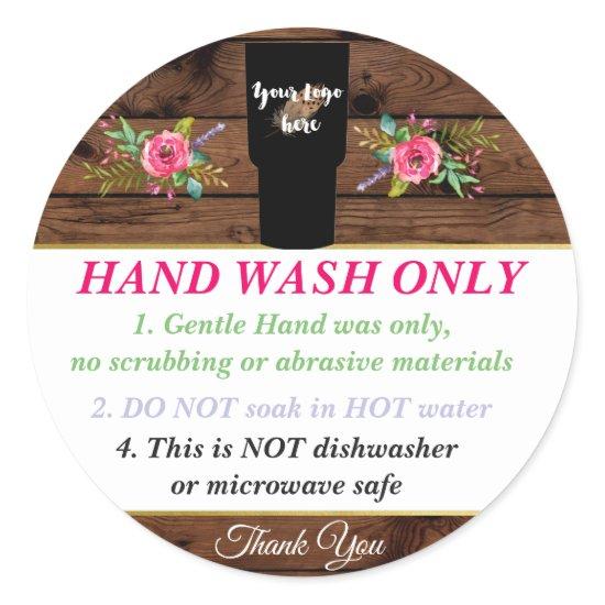 Glitter Handmade Tumbler washing Instructions Classic Round Sticker