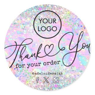 glitter opal thank you for your order classic round sticker