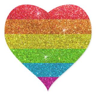 Glitter Rainbow Gay Pride LGBTQ Human Rights Heart Sticker