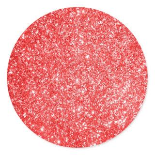 Glitter Red Classic Round Sticker
