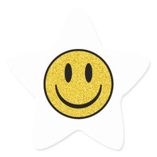 Glitter Smile Face Star Sticker