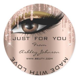 Glitter Thank Eyelash Rose Web Made With Love Name Classic Round Sticker