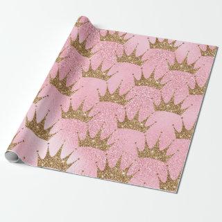 Glittery Gold Crowns on Pink Glitter