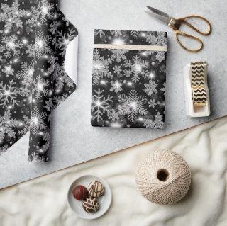 Glittery silver festive snowflake pattern