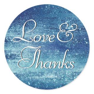 Glitzy Foil | Ice Blue Faux Iridescent Thank You Classic Round Sticker